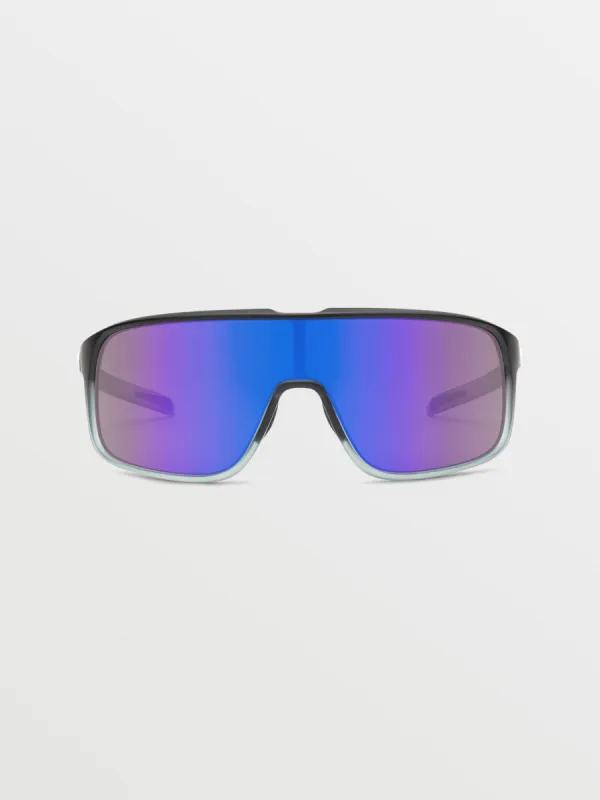 Macho Sunglasses Matte Black Clear Fade/Gray Blue Mirror sold by Volcom