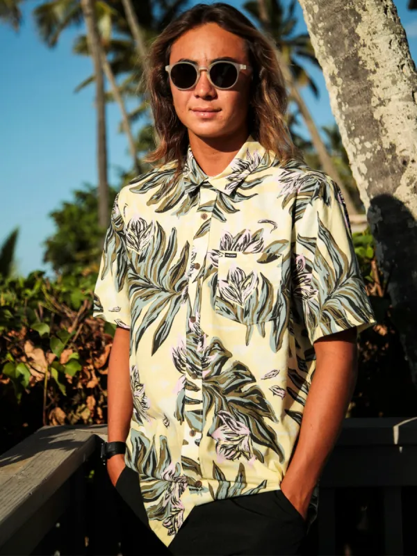 Marble Floral Short Sleeve Shirt - Dawn Yellow sold by Volcom