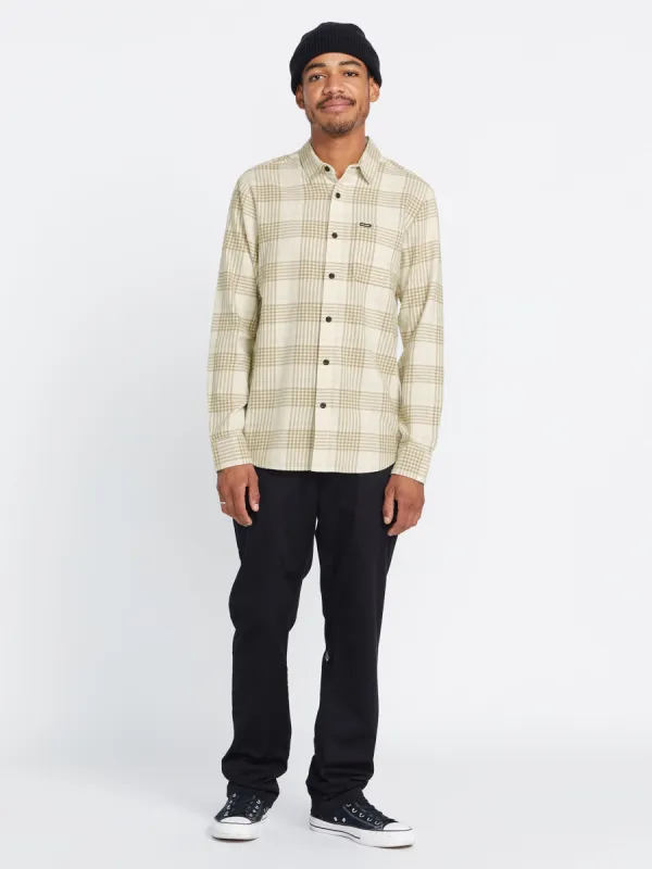 Caden Plaid Long Sleeve Flannel - Dirty White sold by Volcom