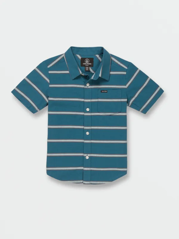 Little Boys Sayzon Stripe Short Sleeve Shirt - Aged Indigo sold by Volcom