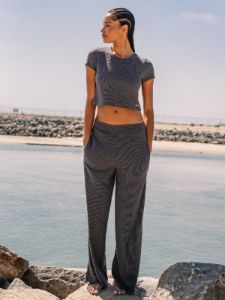 Lived In Lounge Short Sleeve Ribbed Crop Top - Black sold by Volcom