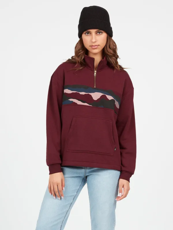 Stone Stacked Mock Neck Hoodie - Burgundy made by Volcom