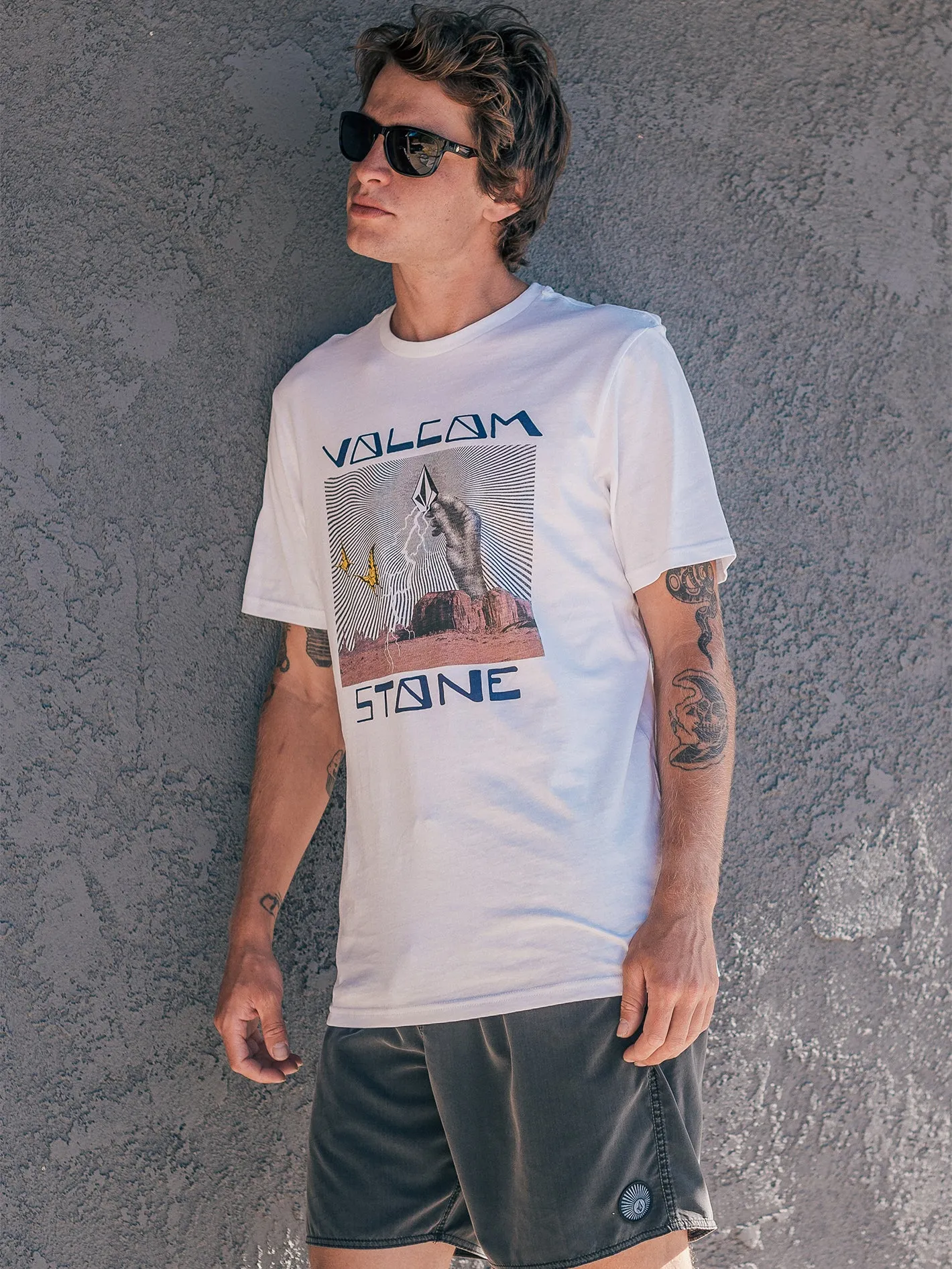 Stone Strike Short Sleeve Tee - White sold by Volcom