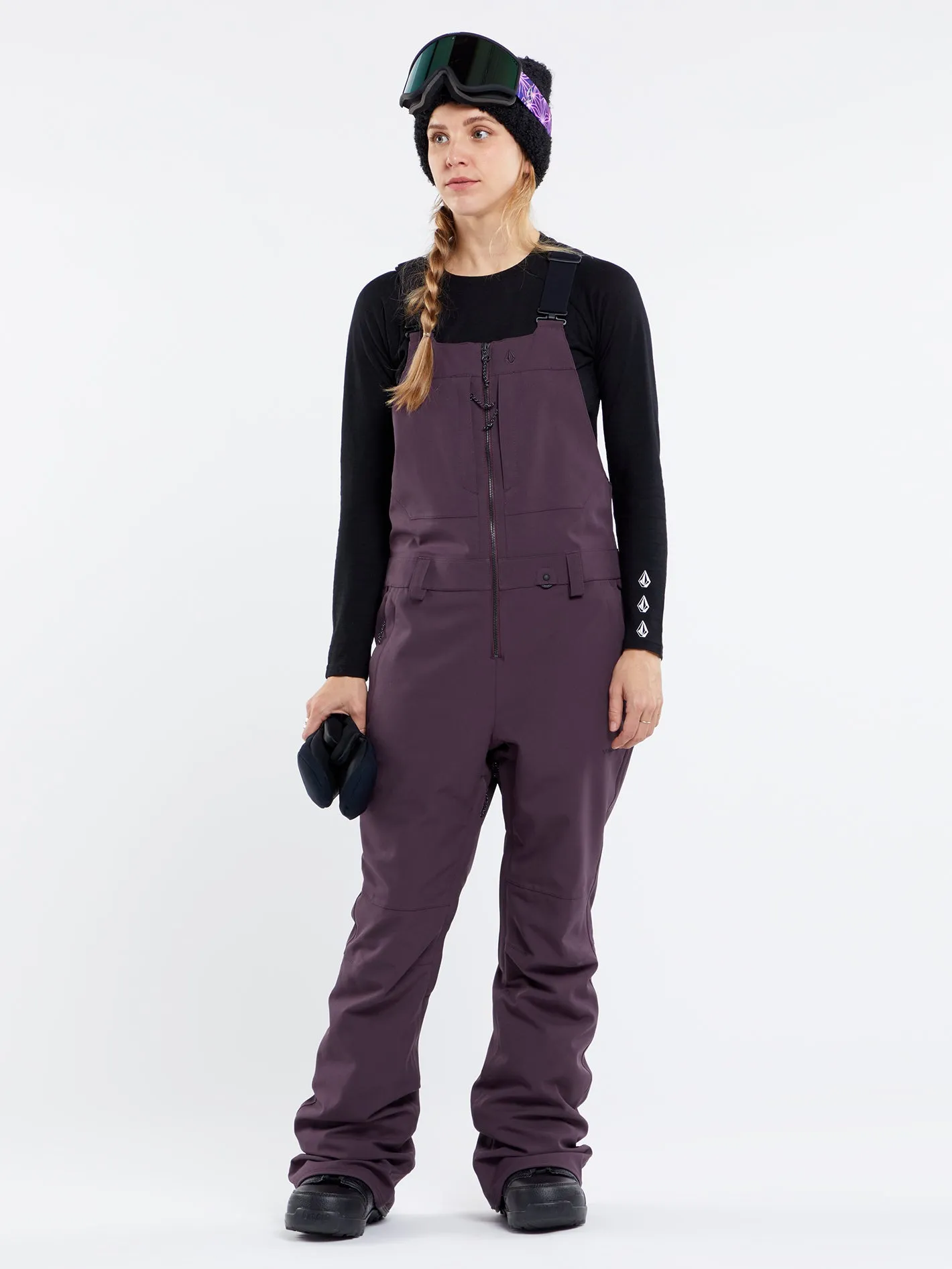 Womens Swift Bib Overalls - Blackberry sold by Volcom