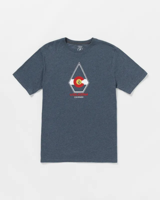 Coloradical Flag Short Sleeve Tee - Navy Heather sold by Volcom