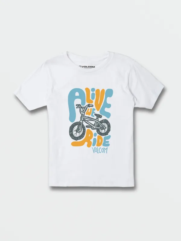 Little Boys Alive We Ride Short Sleeve Tee - White sold by Volcom