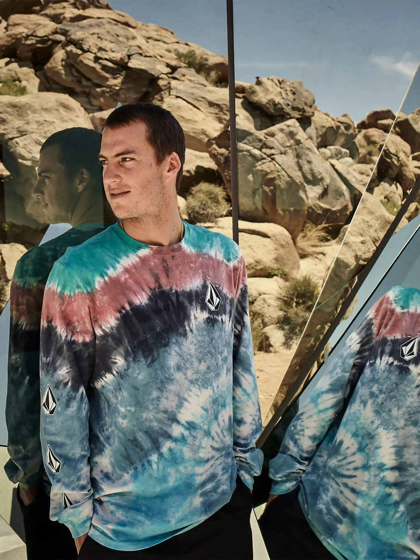 Iconic Stone Dye Long Sleeve Tee - Tie Dye sold by Volcom