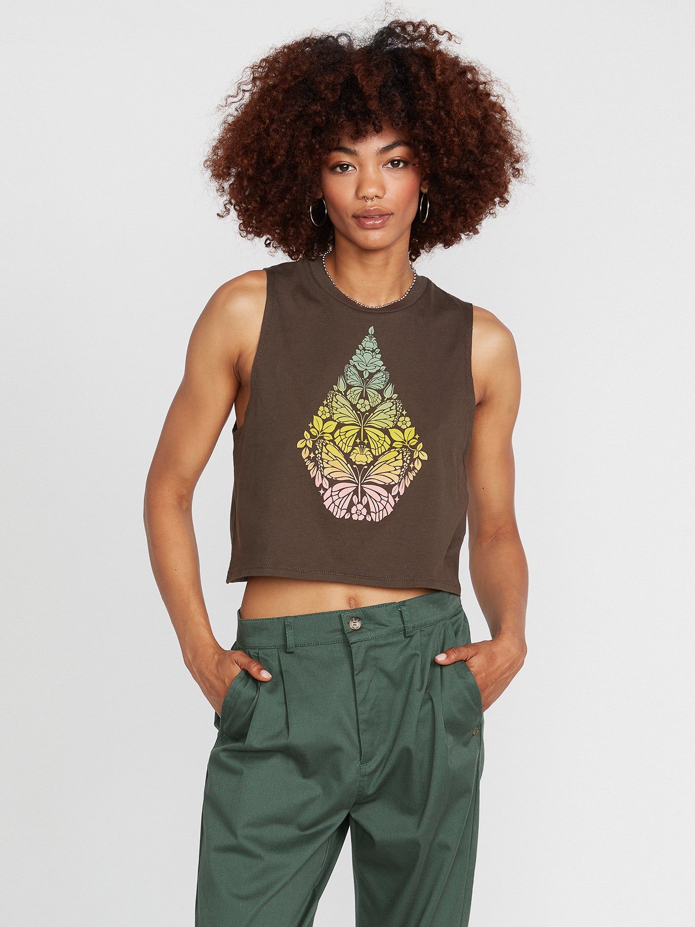 Stone Hour Crop Tank - Espresso sold by Volcom product image thumbnail 4