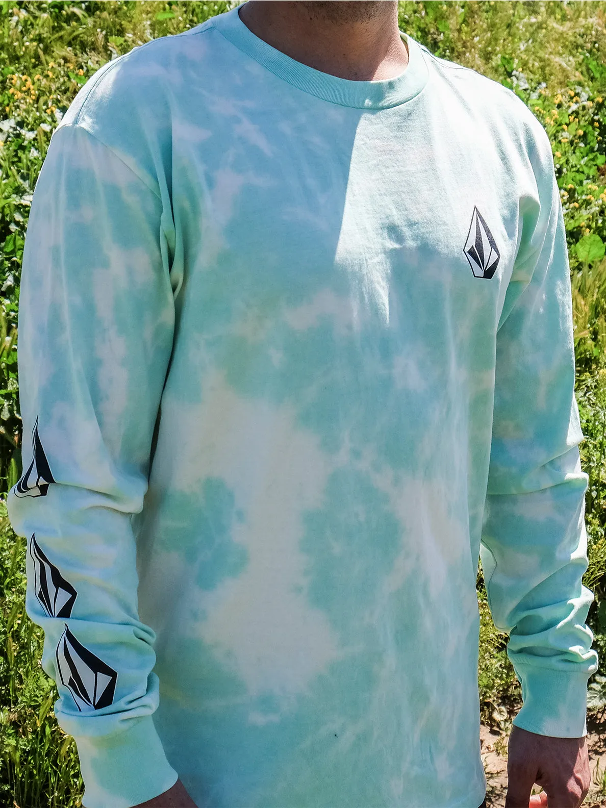 Iconic Stone Dye Long Sleeve Tee - Ice sold by Volcom