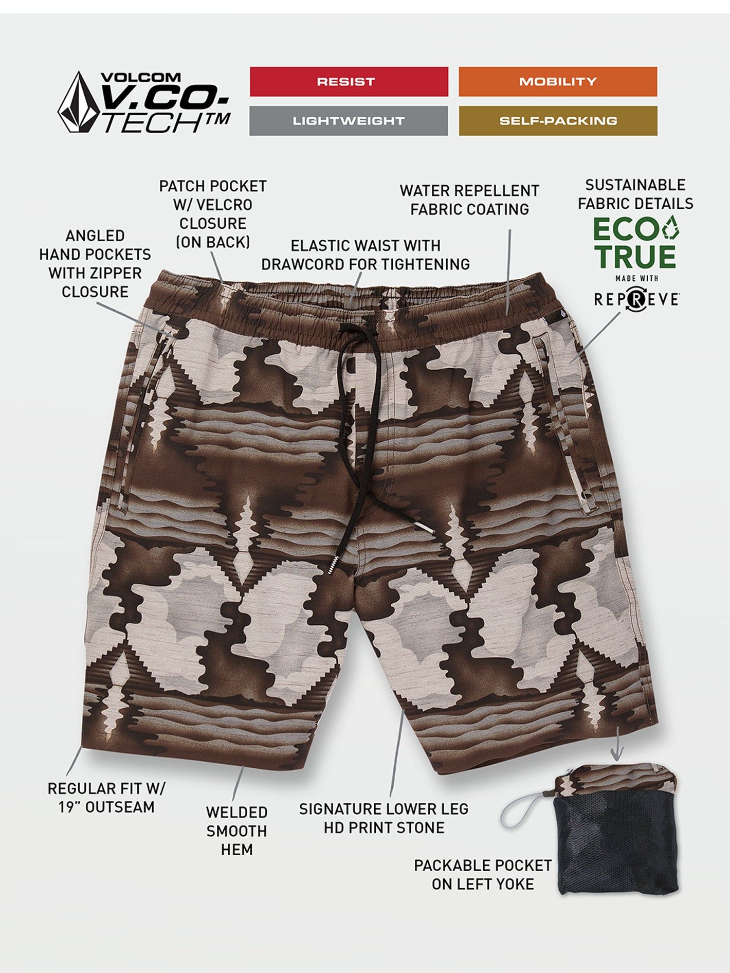 Wrecpack Hybrid Shorts - Whitecap Grey sold by Volcom product image thumbnail 3