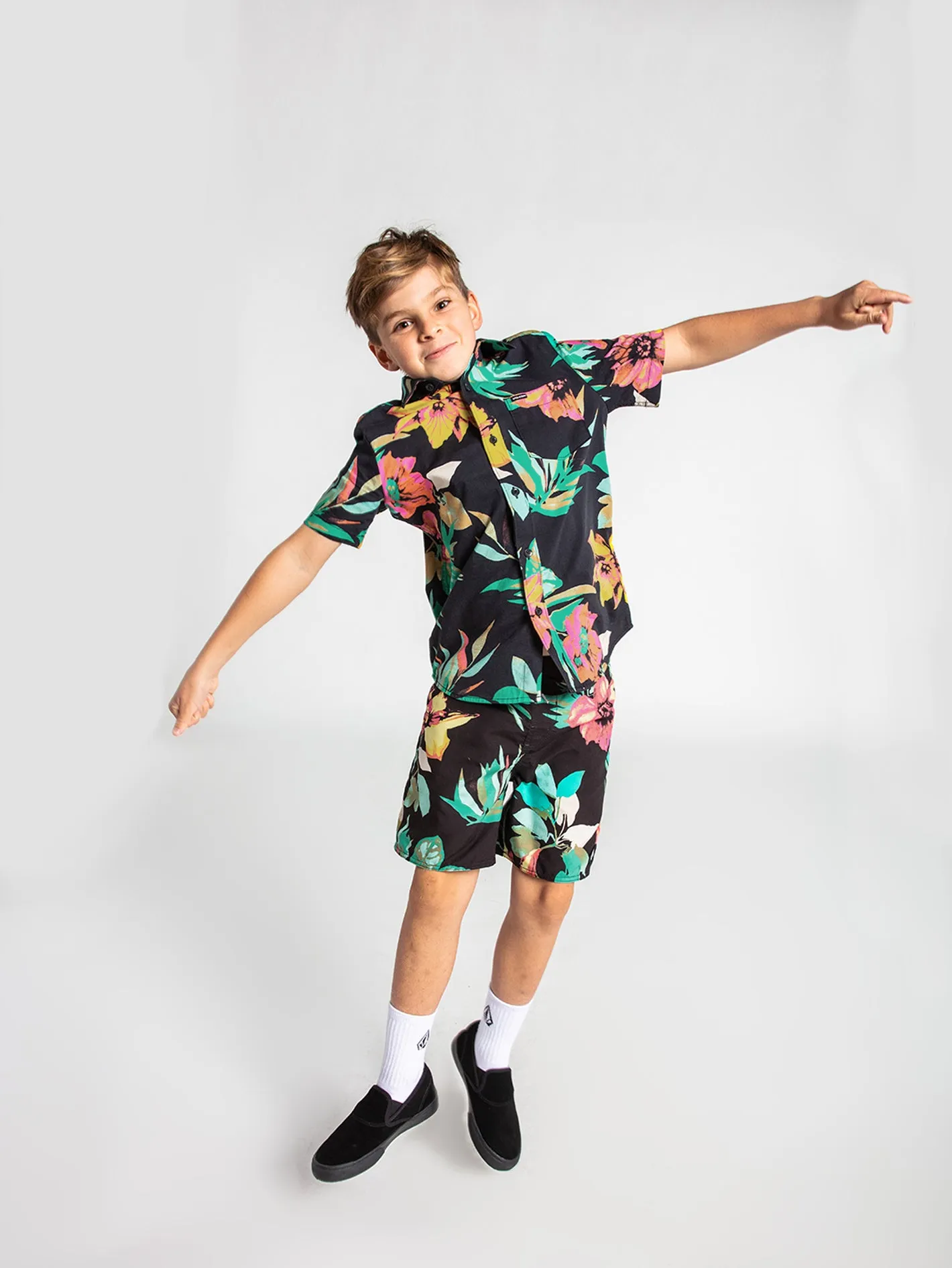 Big Boys Marble Floral Mod-Tech Trunks - Black sold by Volcom