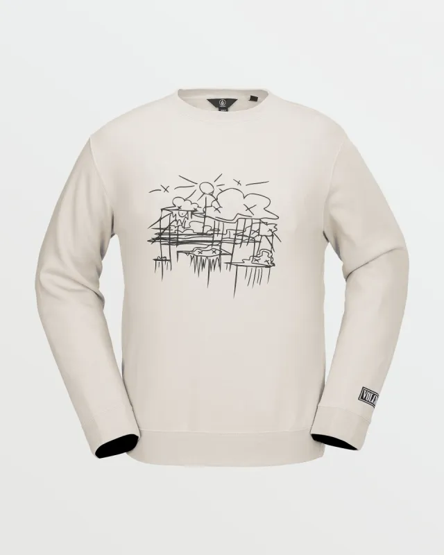 Mens Essential Crew Fleece - Stone made by Volcom