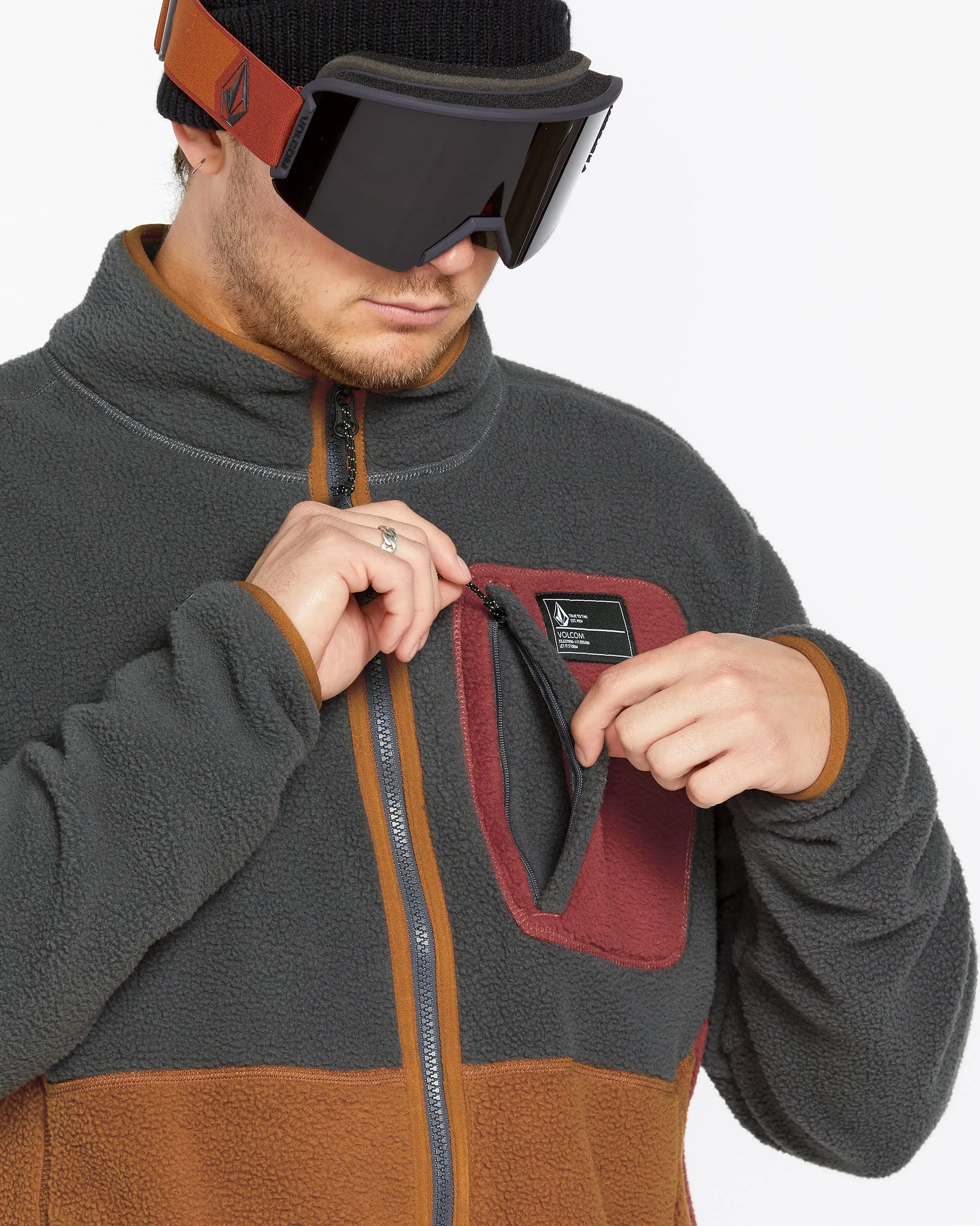 Mens Fleecer Full Zip Fleece - Charcoal sold by Volcom product image thumbnail 4