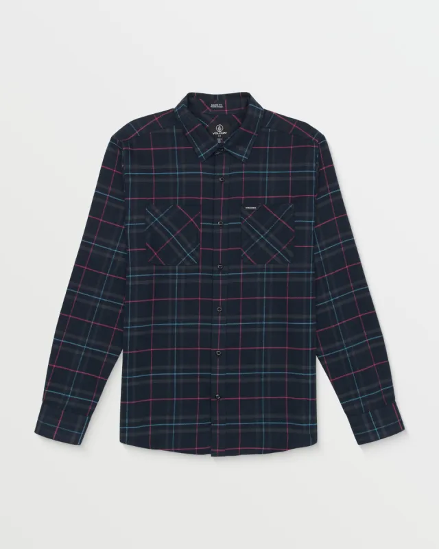 Netastone Long Sleeve Flannel Shirt - Navy sold by Volcom