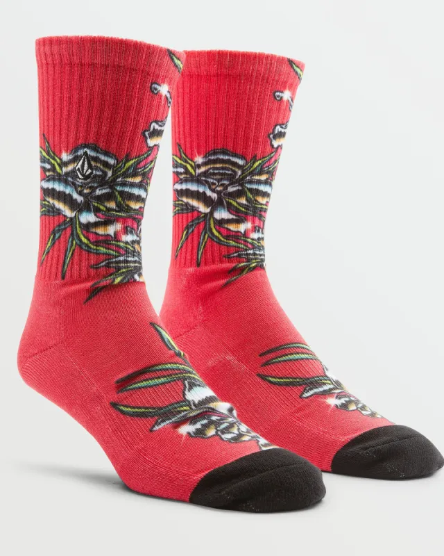 Stoney Shred Socks - Ribbon Red sold by Volcom