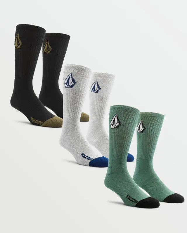 Full Stone Socks 3 Pack - Petro sold by Volcom