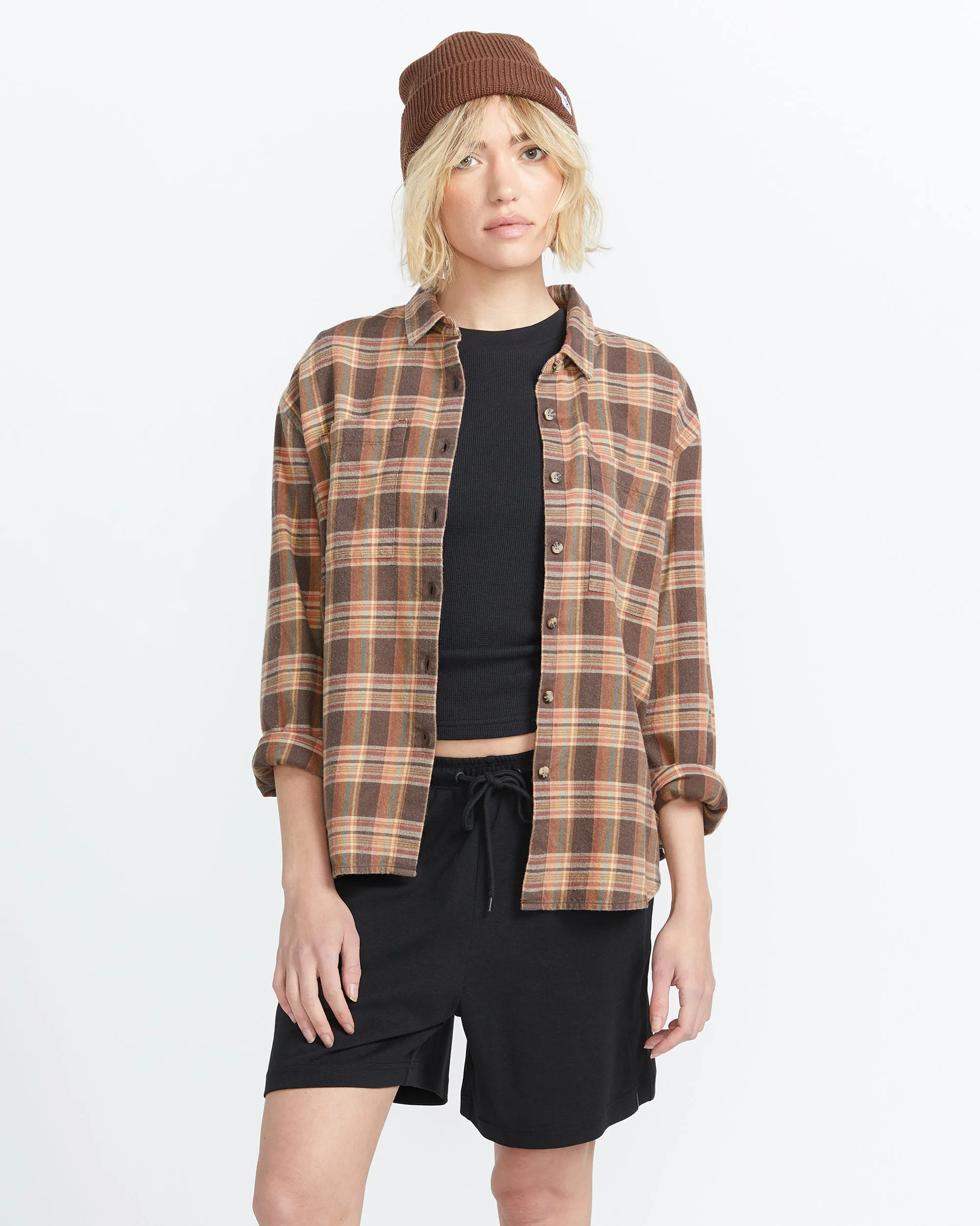 Plaid To Meet U 2 Long Sleeve Top - Vintage Brown sold by Volcom product image thumbnail 2