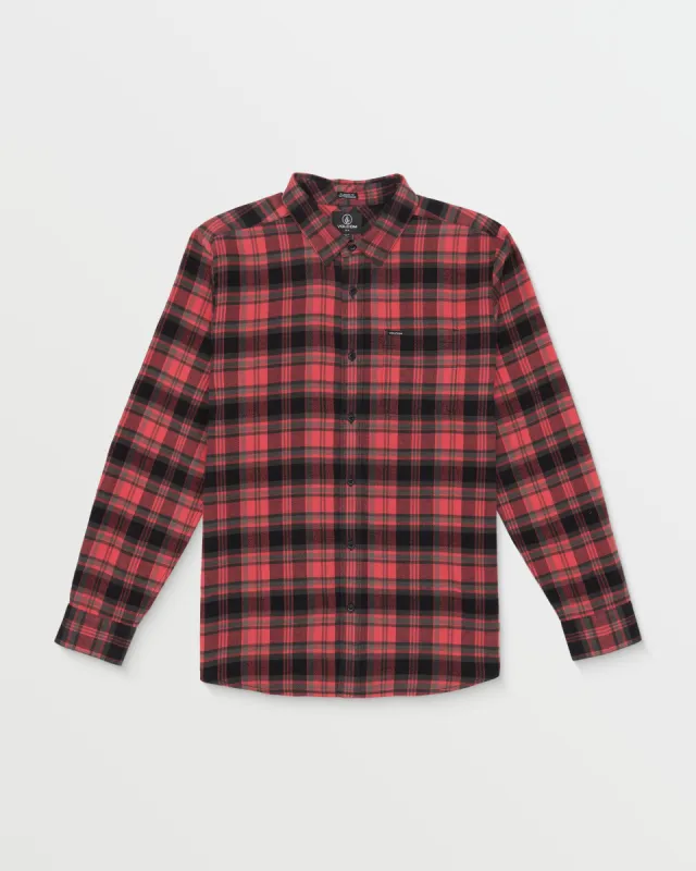 Caden Plaid Long Sleeve Shirt - Cranberry made by Volcom