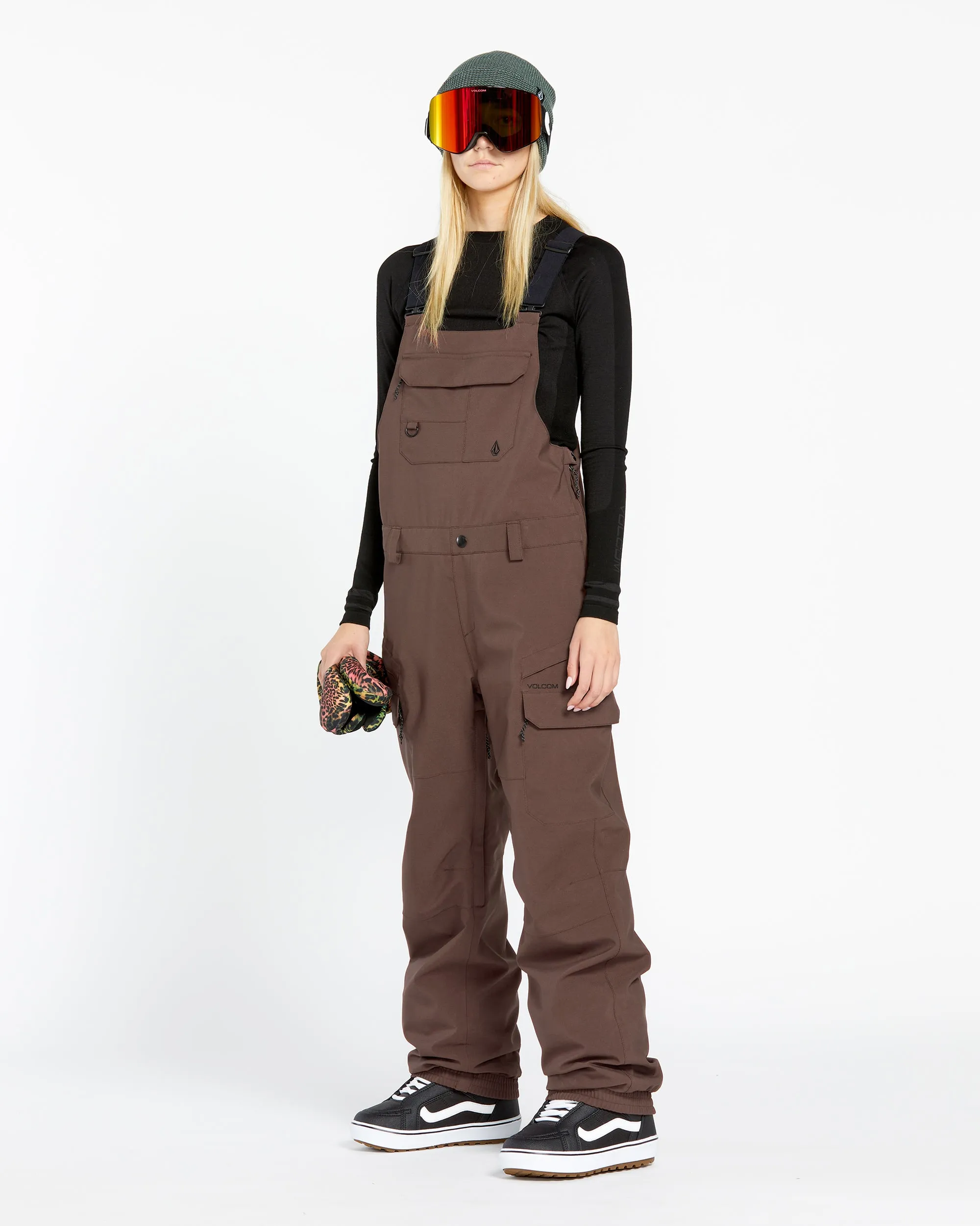 Womens Creston 3D Stretch Bib Overalls - Mahogany sold by Volcom product image thumbnail 3