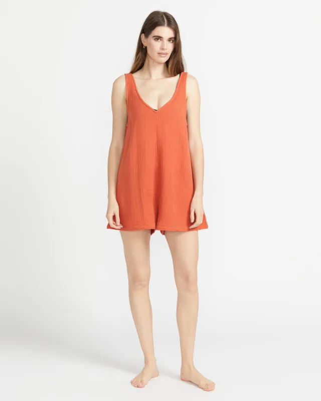 Hang Loose Romper - Dust Red sold by Volcom