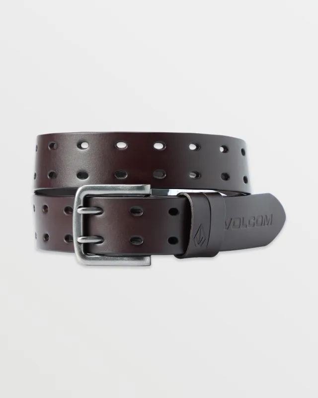 Two Spike Leather Belt - Brown made by Volcom