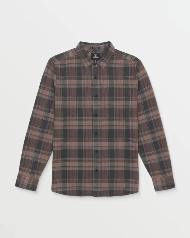 Baystone Long Sleeve Flannel Shirt - Asphalt Black sold by Volcom
