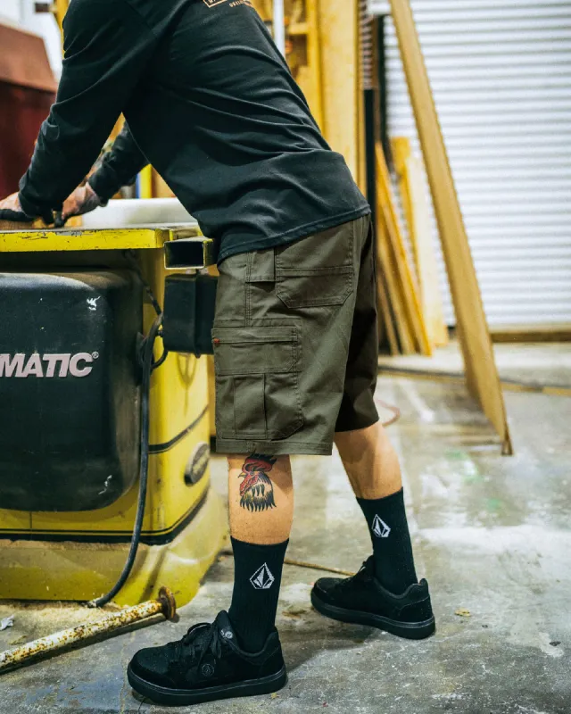 Volcom Workwear Gage Work Shorts - Squadron Green sold by Volcom