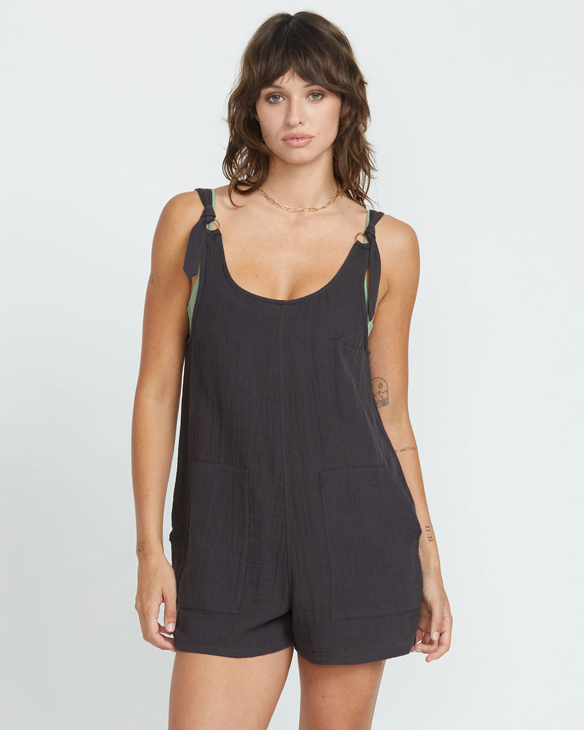 Lived in Lounge Tie Strap Romper - Vintage Black sold by Volcom product image thumbnail 2