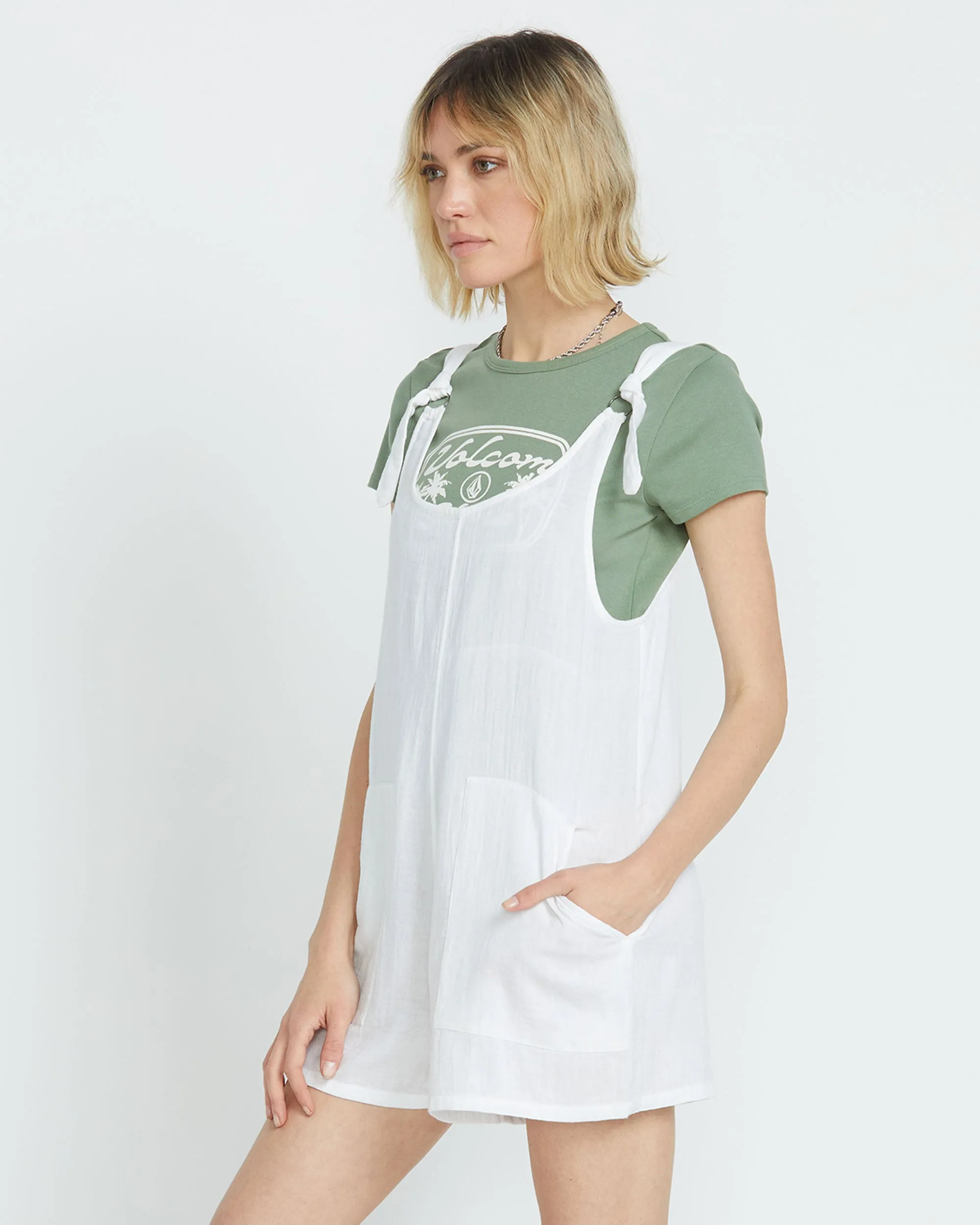 Lived in Lounge Tie Strap Romper - White sold by Volcom product image thumbnail 3