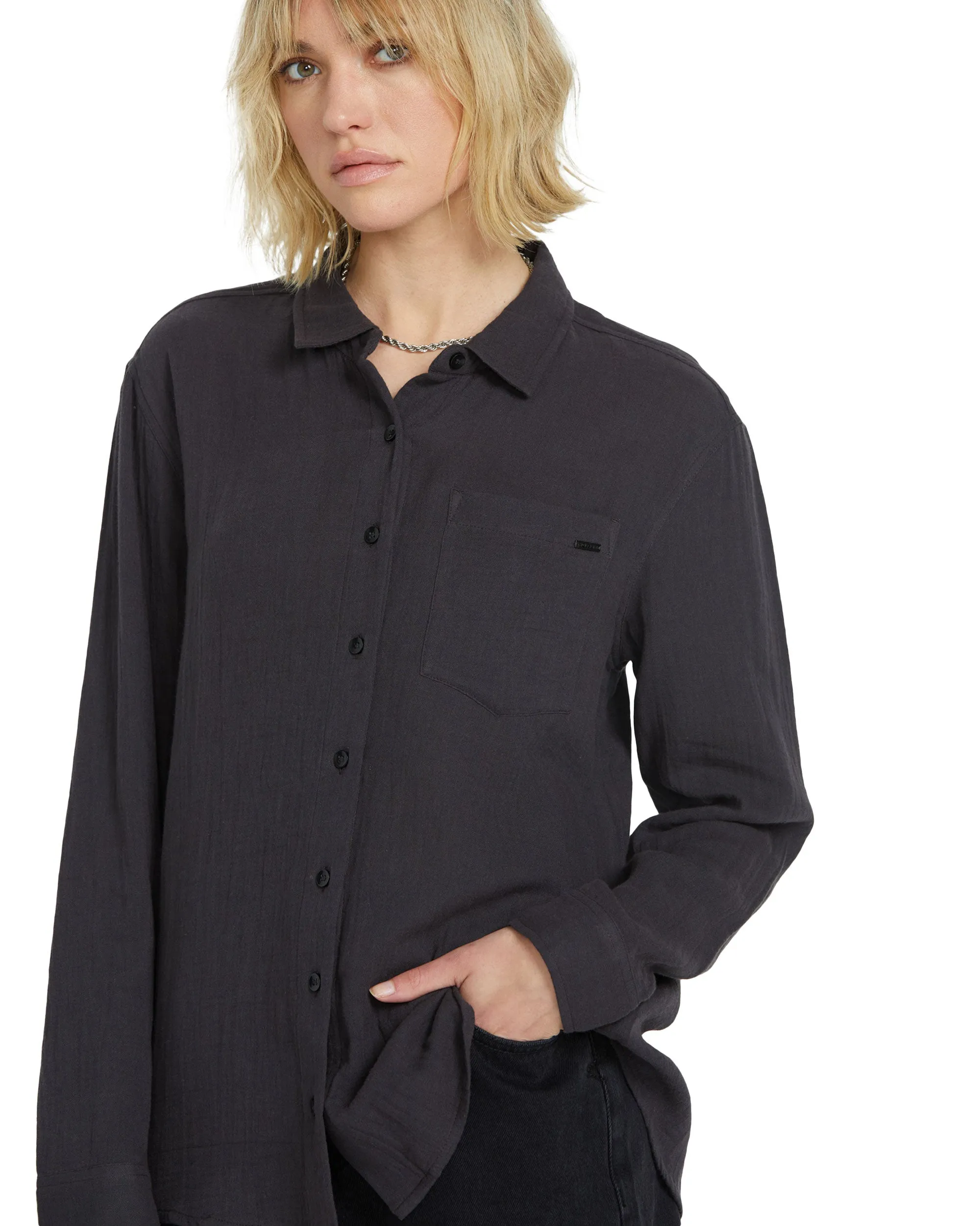 Lived in Lounge Button Up Long Sleeve - Vintage Black sold by Volcom product image thumbnail 4