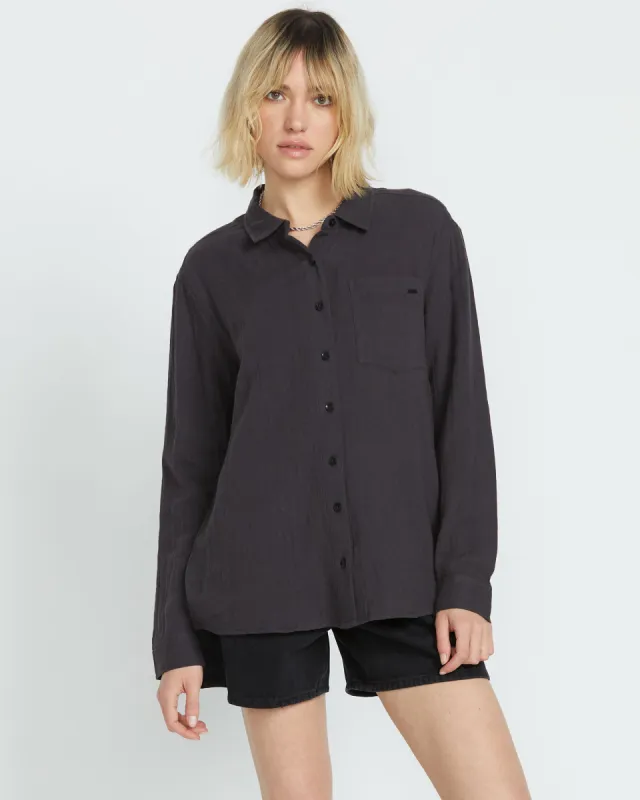 Lived in Lounge Button Up Long Sleeve - Vintage Black sold by Volcom