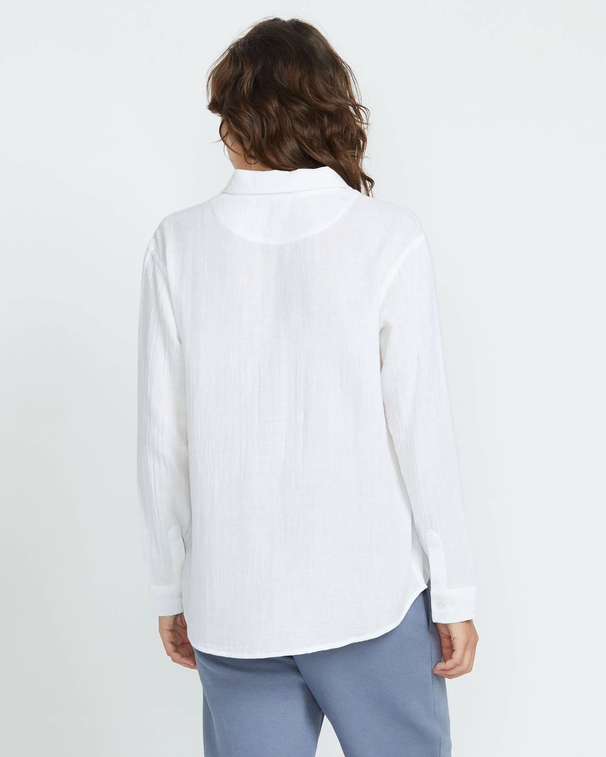 Lived in Lounge Button Up Long Sleeve - White sold by Volcom product image thumbnail 2