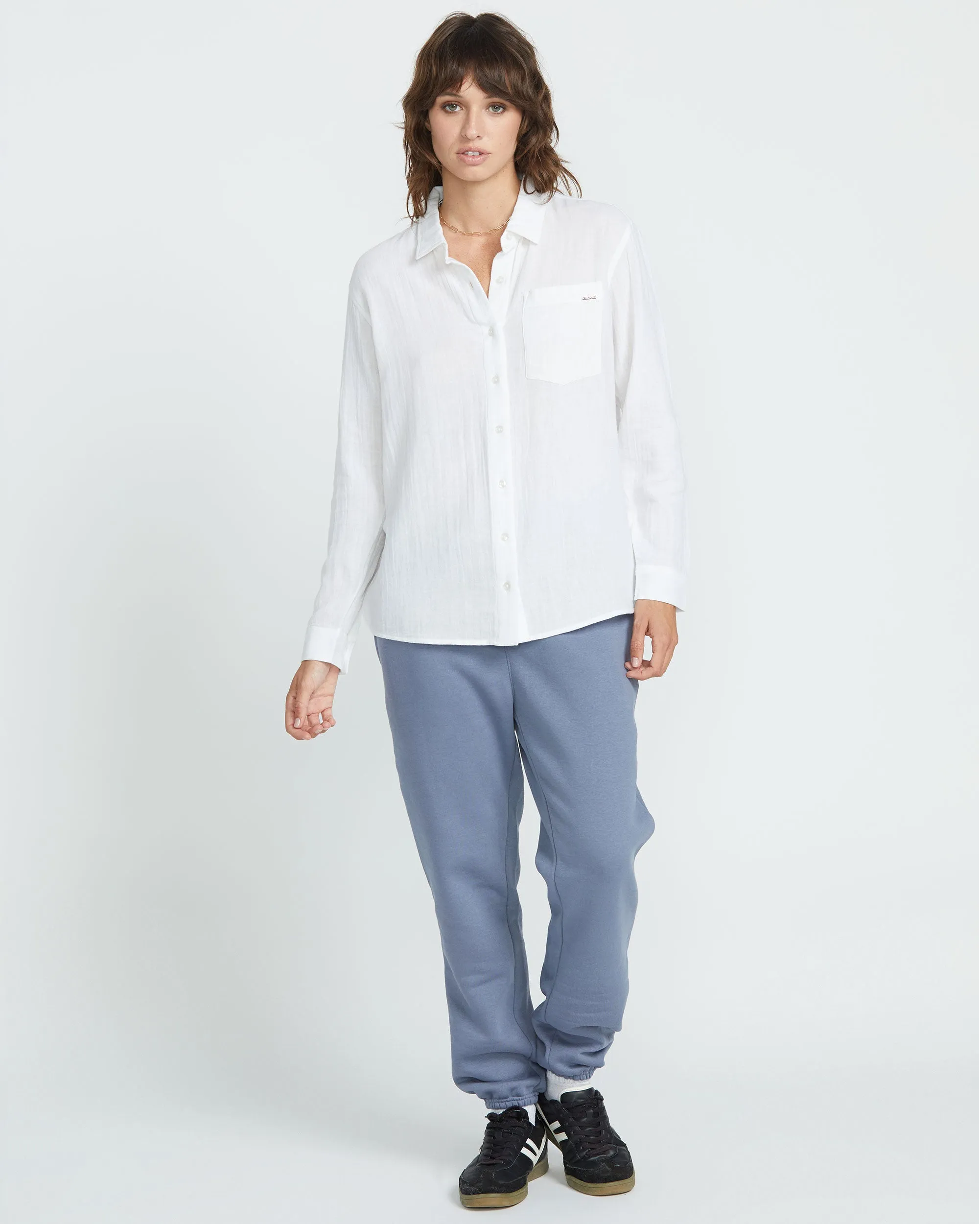 Lived in Lounge Button Up Long Sleeve - White sold by Volcom product image thumbnail 5