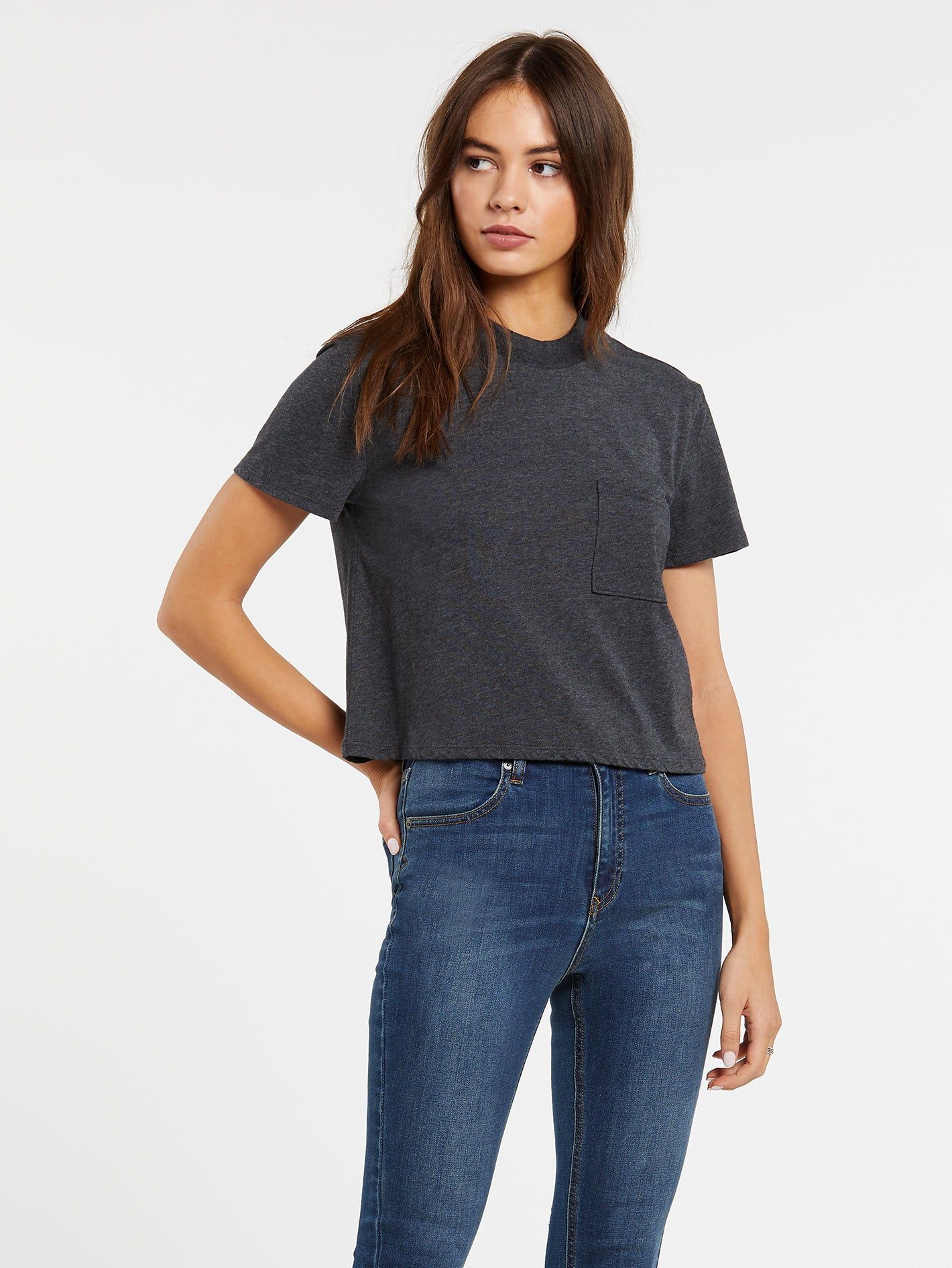 Pocket Stone Short Sleeve Tee - Heather Black sold by Volcom
