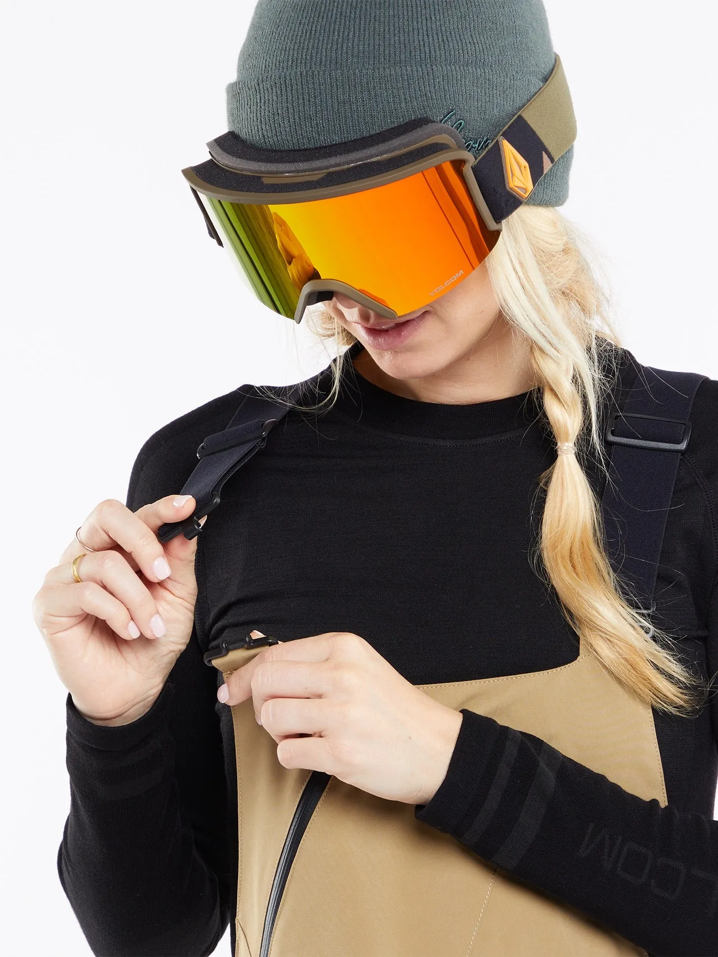 Womens Elm Stretch Gore Bib Overalls - Dark Khaki sold by Volcom product image thumbnail 4