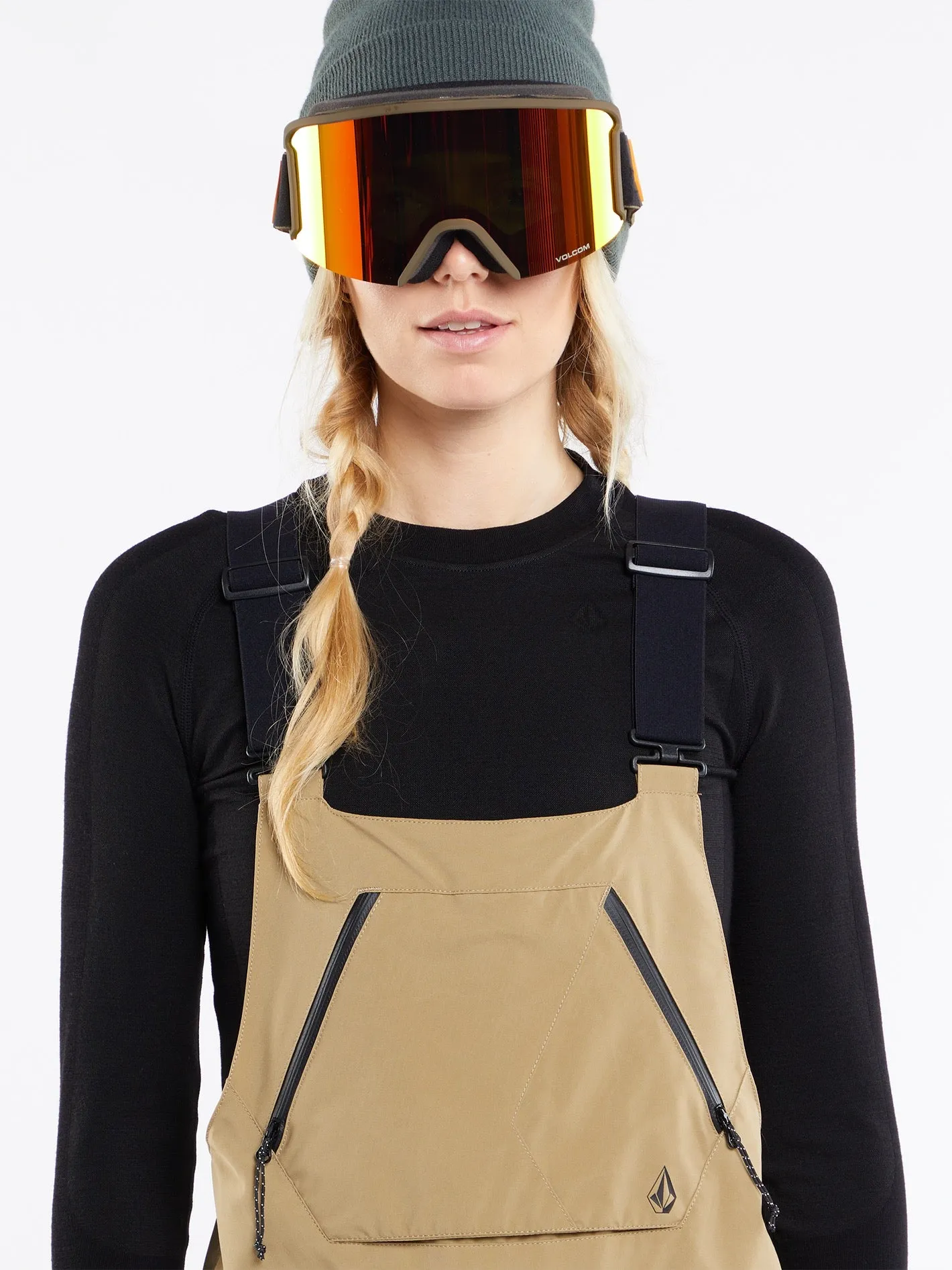 Womens Elm Stretch Gore Bib Overalls - Dark Khaki sold by Volcom product image thumbnail 3