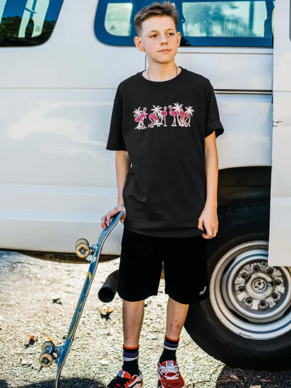 Big Boys Flamingbros Short Sleeve Tee - Black sold by Volcom