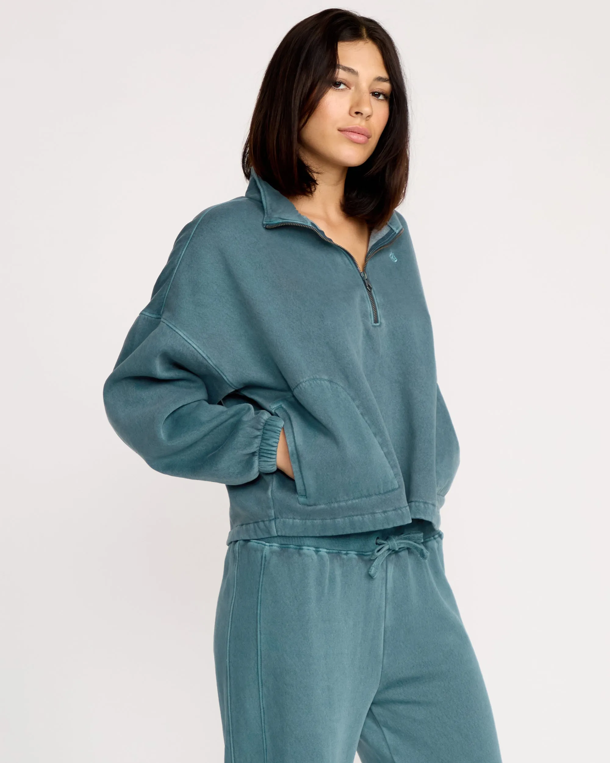 Women's Stone Soft Quarter Zip Sweater sold by Volcom