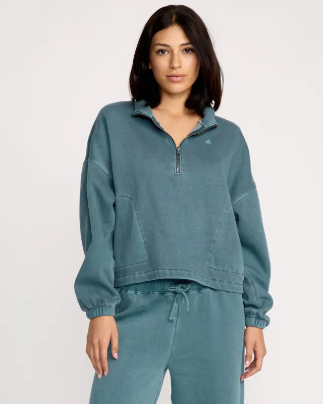 Women's Stone Soft Quarter Zip Pullover sold by Volcom