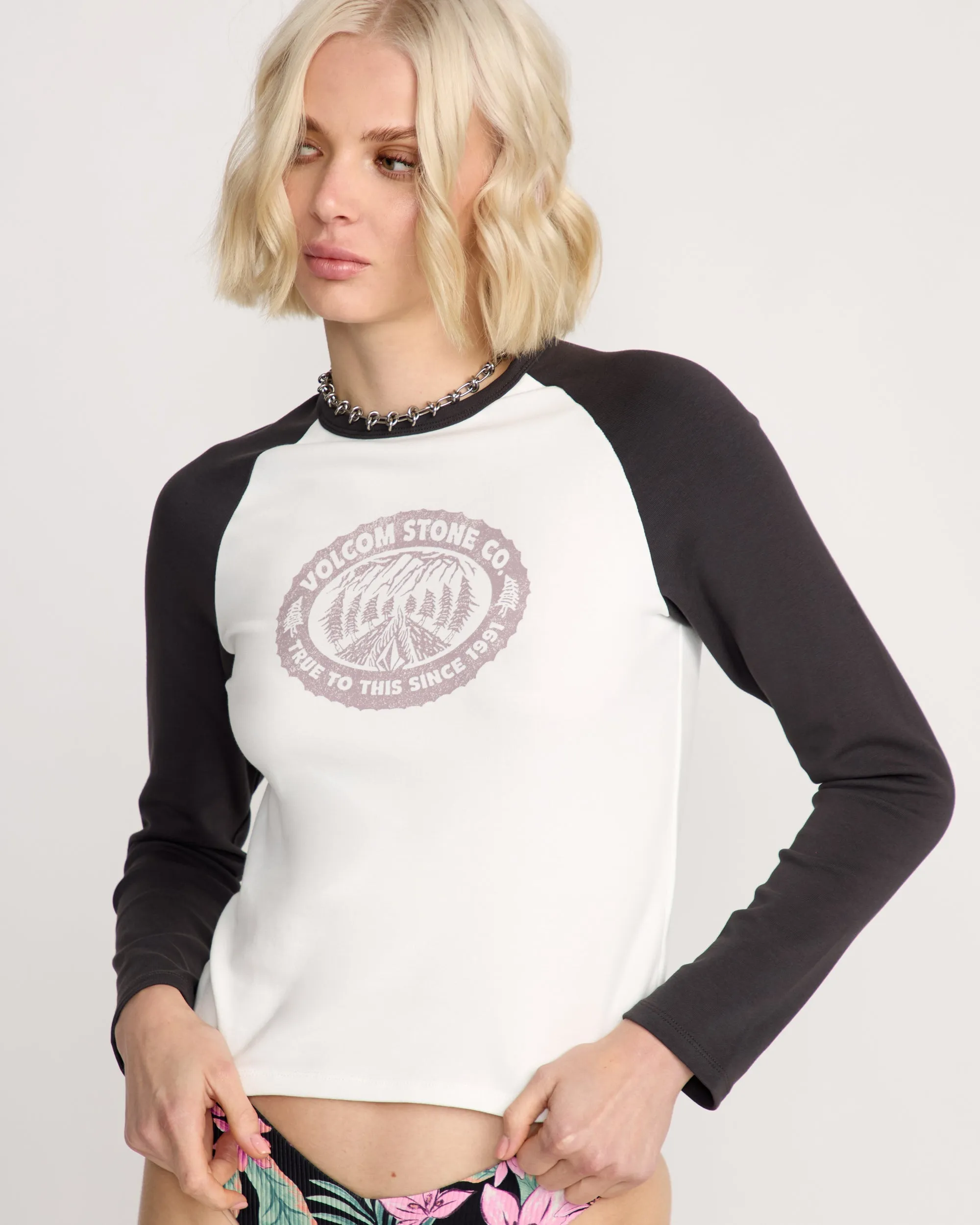 Women's Giving In Raglan Tee sold by Volcom product image thumbnail 5