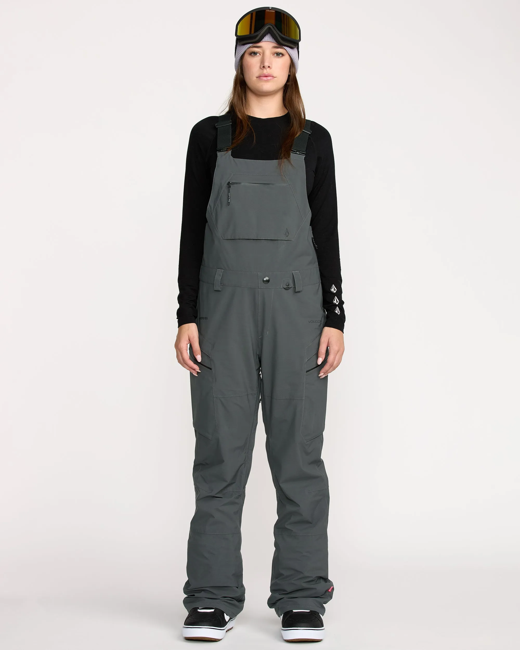 Women's Ash Stretch Gore Bib Overall sold by Volcom