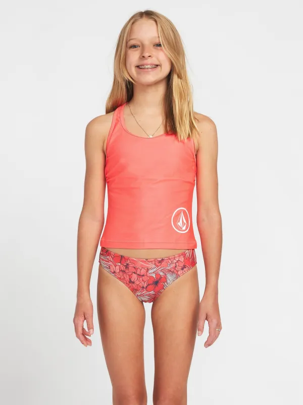 Girls Simply Core Tankini Bikini Top - Electric Coral made by Volcom