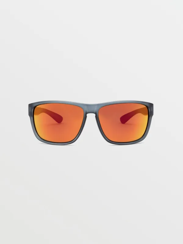 Baloney Sunglasses - Matte Smoke/Heat Mirror sold by Volcom