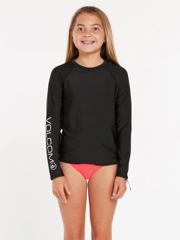 Girls Simply Core Long Sleeve UPF 50 Rashguard - Black made by Volcom
