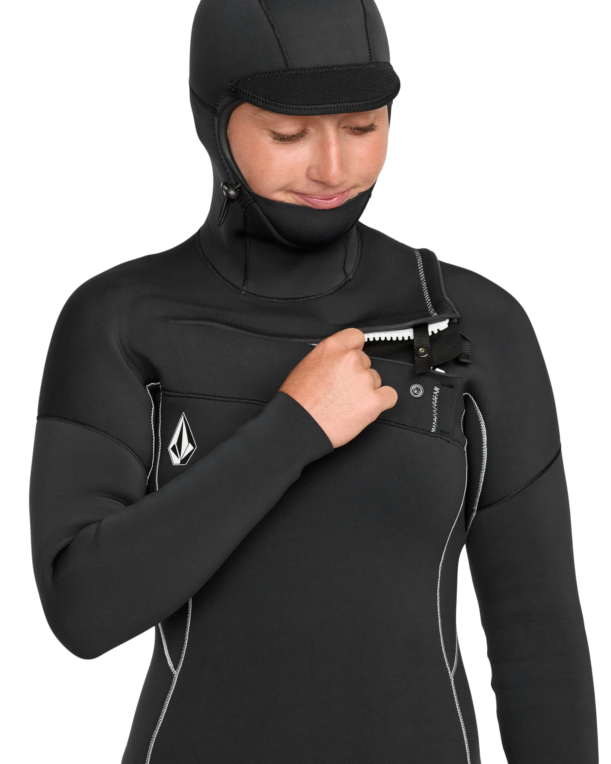 Women's 5/4 Modulator Chest Zip Hooded Full Wetsuit sold by Volcom product image thumbnail 3