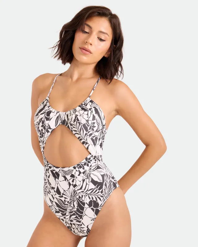 Women's Hibiscus Diamond Keyhole One-Piece made by Volcom