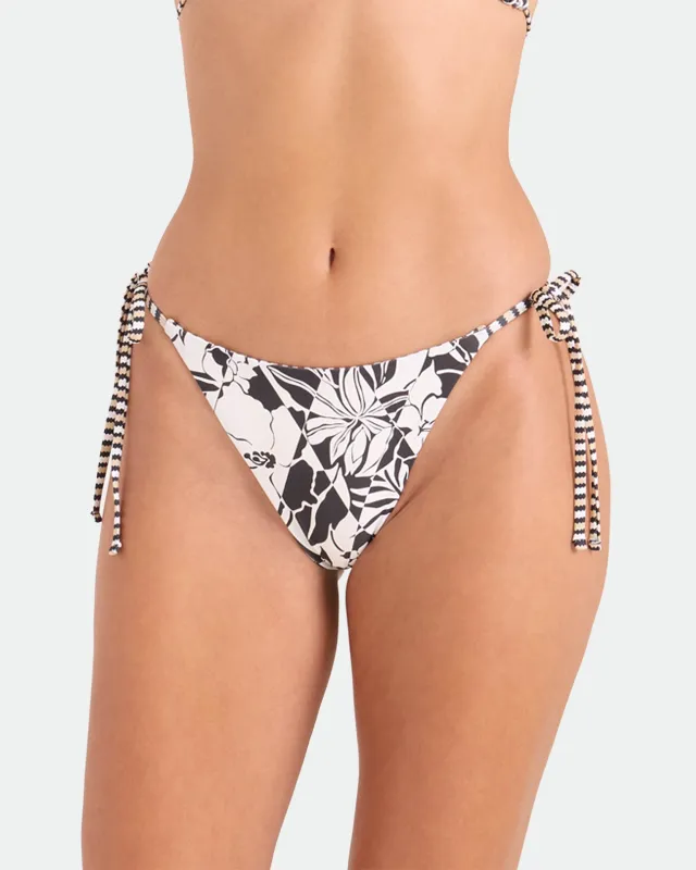 Women's Hibiscus Diamond Tie Side Full Reversible Bikini Bottom made by Volcom