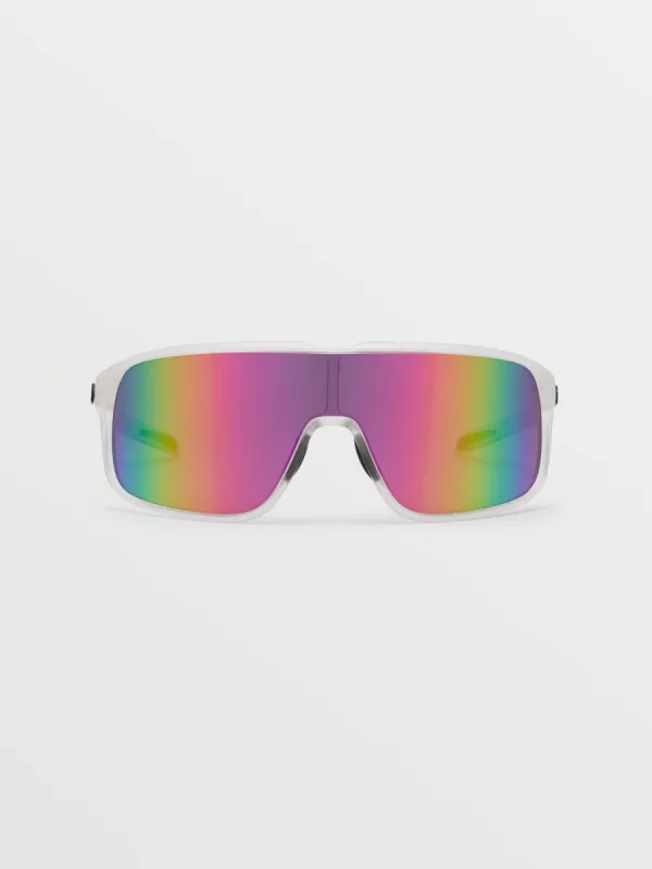 Macho Sunglasses - Matte Trans Clear/Gray Pink Mirror sold by Volcom