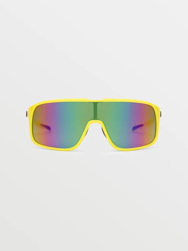 Macho Sunglasses - Gloss Yellow-Aqua/Rainbow Mirror sold by Volcom