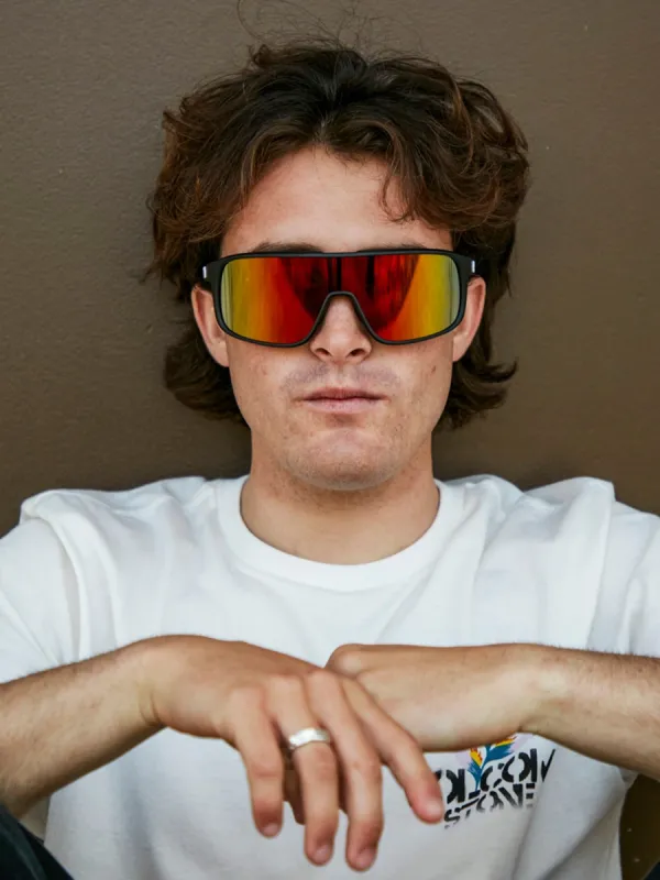 Macho Sunglasses - Matte Black/Gray Red Chrome sold by Volcom
